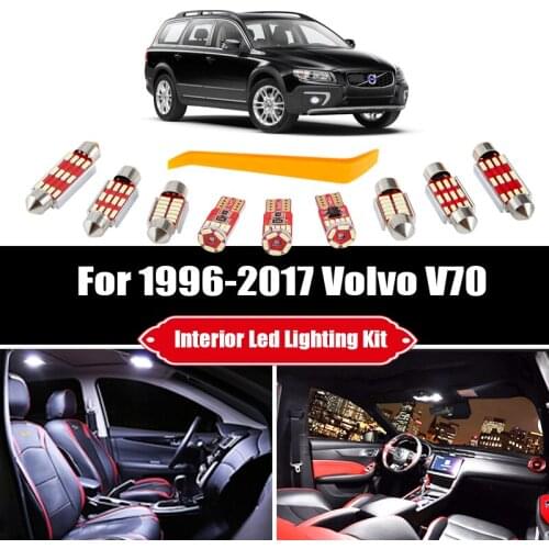 For Volvo V70 1996-2015 2016 2017 Canbus Vehicle LED Interior Map Dome Trunk Light Bulbs Kit Canbus Car Lighting Accessories