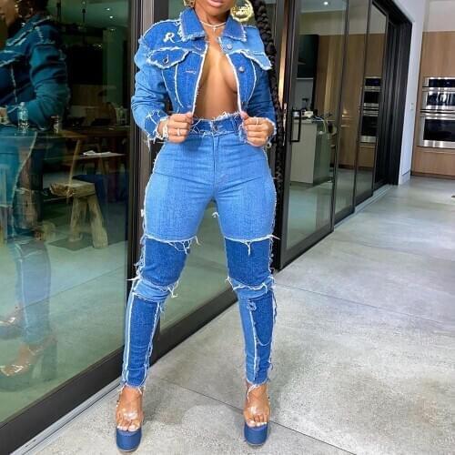 Hirigin Sexy Patchwork Jeans With Pocket Women High Waist Pencil Denim Pants Female Hip Hop Streetwear Casual Button Jeans calça