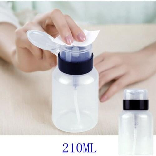 1Pc Push Down Empty Lockable Pump Dispenser Bottle For Nail Polish Makeup Remover Tool 210ml 2Colors Black Top Cap Bottle