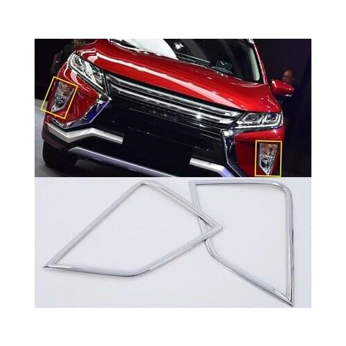 Chrome Front Fog Light Lamp Cover Trim 2pcs For Mitsubishi Eclipse Cross 2018