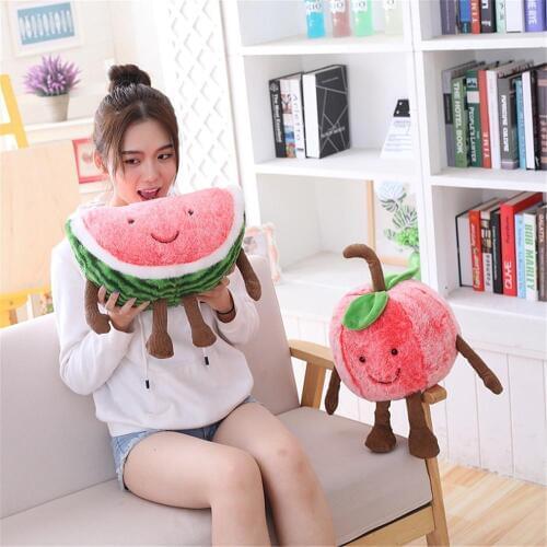 Cute Cartoon Smile Watermelon Cherry Plush Toys Stuffed Dolls Fruits Soft Pillow Cushion Kawaii Kids Girls Gifts