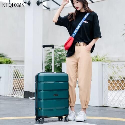 KLQDZMS 18’’22’’26 Inch New Textured Portable Trolley Luggage Bag PP Travel Suitcase On Wheels College Style