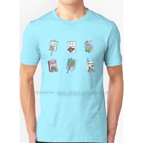 Jane Austen Books With Flowers! T Shirt 100% Pure Cotton Patterns Janeites Pride And Prejudice Sense And Sensibility Novels