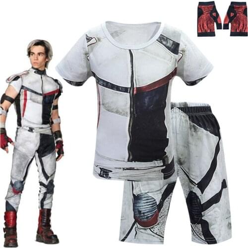Boys Descendants 3 Jay Carlos Halloween Costumes for Kids Zentai Funny Party 3D Cosplay Costume T-shirt+pants Clothing Sets