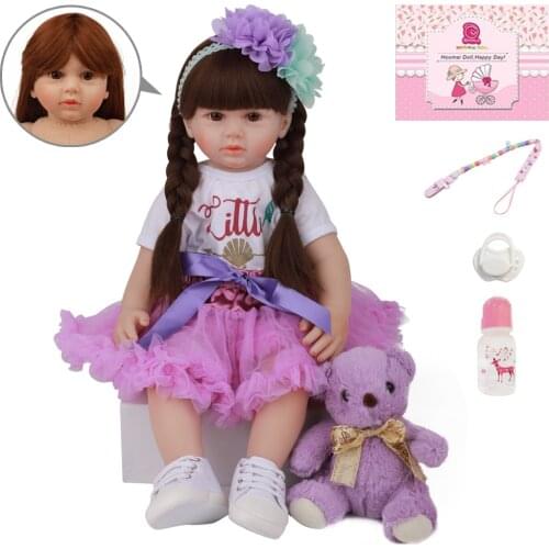 Fashion Real Bebe Reborn Girl Doll 24'' Silicone Soft Cotton Body Lovely Reborn Princess Baby Dolls For Children Gifts 60 CM