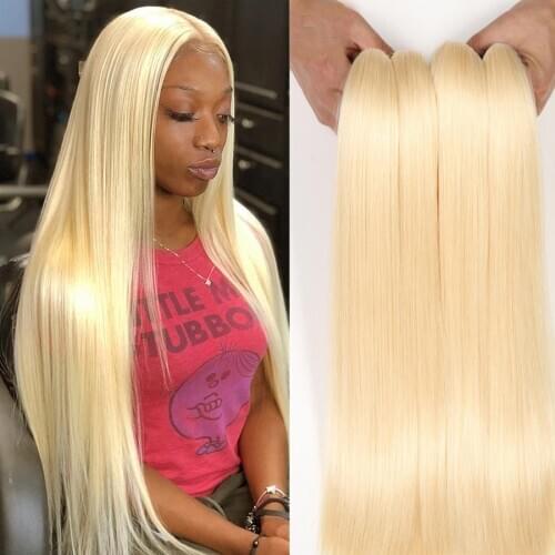 Magic Wave Straight 28 30 32 34 40 Inch Brazilian Hair 613 Blonde 1 3 4 Bundles Human Hair Weave Weft Bundles Hair Extension