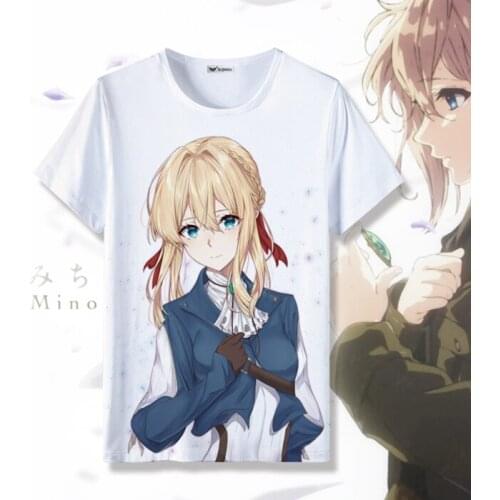 VIA Litt Surrounding 2D World Anime Clothes Violet Eternal Garden Men Summer Shirt Short-Sleeved T-shirt anime shirt