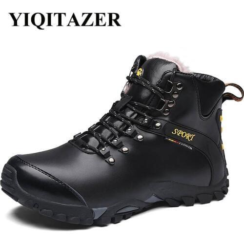 YIQITAZER Army Sneakers for Platform Moccasins First Layer Winter Men Boots Genuine Leather Ankle Boots Leather Male Shoes Adult