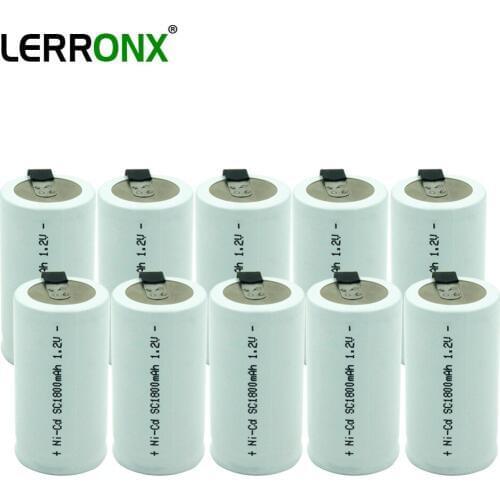1.2V 1800mAh Ni-CD SubC battery sub sc rechargeable battery with tab welding pins for Power tools electronics DIY battery pack