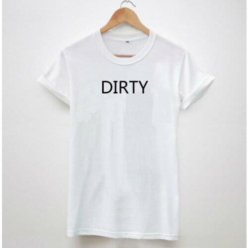 New Women Tshirt DIRTY Letters Print Casual Cotton Funny Shirt Top Tee Black Whtie Brand Hipster Plus Size Camiseta HH305-192