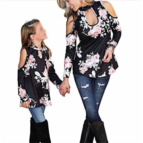 Plus Size Mother and Daughter Clothes Family Matching Tshirt Girl Tops Mommy and Me Fashion Summer Kids Print Floral Shirts