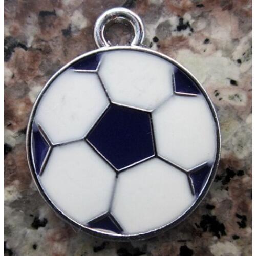Wholesale 100Pcs/Lots Zinc Alloy Metal Enamel lovely football Charms 23x19mm bead