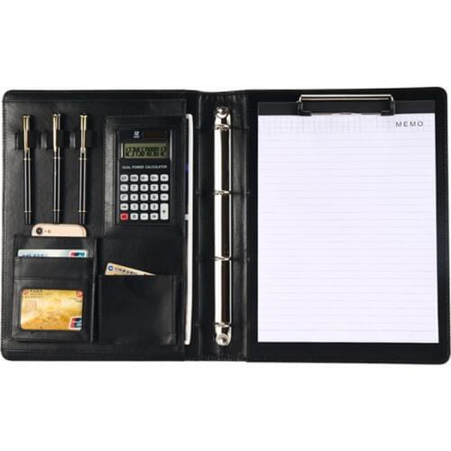 Multi-function A4 Folder For Documents PU Leather File Bags Calculator Binder Business Pads Manager Portfolio Office Supplies