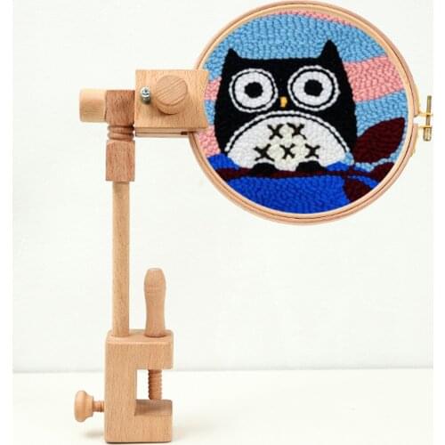 Solid Beech Wood Embroidery Hoop Stand Rack Tabletop Cross Stitch Frame Ring