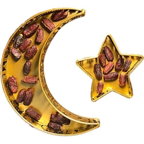 Ramadan Kareem Decor Tableware Dessert Food Storage Container Shape of the Stars and Moon Cupcake Rustic Biscuit Snack
