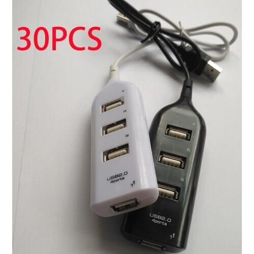 30PCS USB Hub 2.0 Multi Splitter 4 Ports For PC Computer Accessories