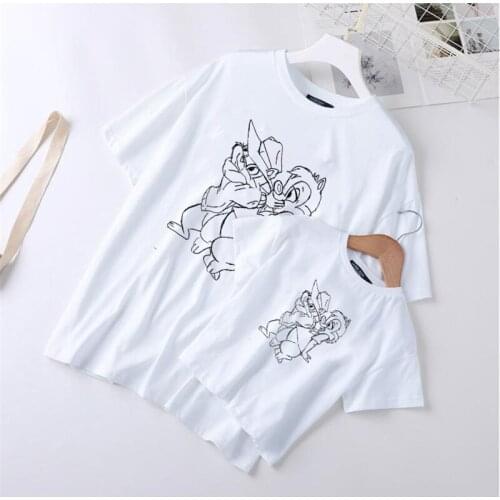 Family Matching Clothes Chip And Dale Disney Cartoon Sketches Printed Baby Kids Unisex Adult T-shirts Family Look Outfits