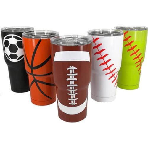 Softball baseball cups Wine Glasses mugs 304 Stainless Steel Wall Vacuum Insulated Cups Basketball beer cups red wine cups