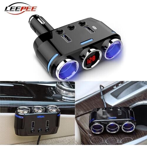 LEEPEE 12/24V Car Cigarette Lighter Socket Splitter Plug USB Quick Charger Adapter Integration Auto Accessories Universal