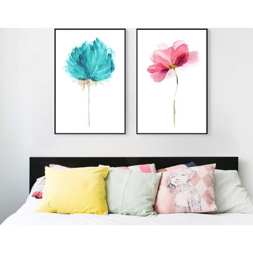 WANGART Decoration Pictures 3 Piece Paintings Nordic Post Watercolor Flowers Still Life Canvas Prints for Living Room Unframed