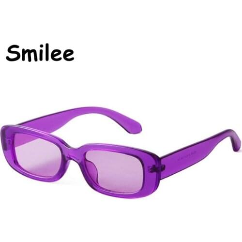 Bright Vibrant Purple Rectangle Sunglasses Women 2021 Luxury Brand Square Frame Retro Funny Sun Glasses For Men UV Small Shades