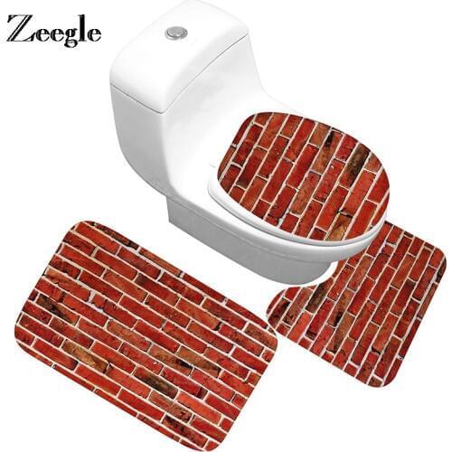 Zeegle Bath Mats Anti Slip Bathroom Mat Coral Fleece Floor Mats Washable Bathroom Carpet Toilet Rugs Home Decor