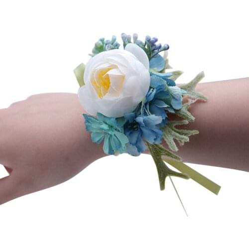 Bride Wedding Hand Decorative Ribbon Bouquet Vintage Bridesmaid Wine Red Wrist Flower