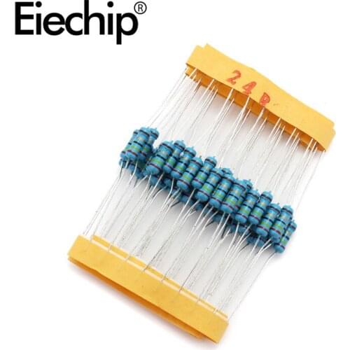 100pcs/lot 0.5W 1 ohm 1% Metal film resistor 1/2W resistance 24R Electronic resistors