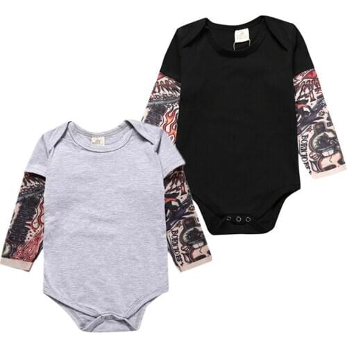 Baby Boy Clothes Girl Jumpsuits Cotton Tattoos long Sleeve Newborn Infant Baby Boys Bodysuit Jumpsuit Baby Clothes Kids Clothing