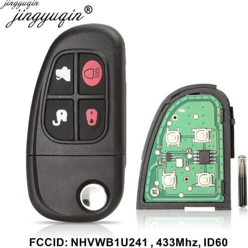 Jingyuqin 4 Bottons Car Auto Flip Remote Key for Jaguar X-Type S-Type 1999-2009 XJ XJR 2002-2008 433MHz with 4D60 chip