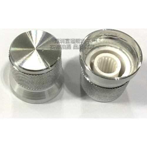 5pcs Aluminum alloy knob switch cap 17mm-15mmx16mm silver bright edge grid type flower shaft hole gear shaft 6mm