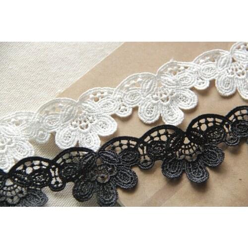 5 Yard / lot Clothes Wedding dress accessory 3cm water soluble black white lace trim DIY manual lace fabric materials