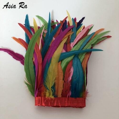 8-10 Inches Dyed Rooster Coque Feathers Trims for DIY Party Clothing Crafts Plume Jewelry Making Decor Accessories 10 Meter/Lot