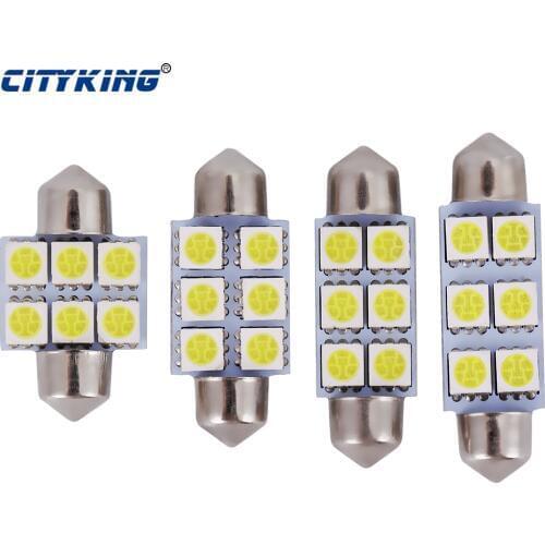 Freeshipping Festoon 6smd 5050 led festoon 31mm 36mm 39mm 42mm LED C5W Festoon light Interior LED Dome Light Lamp Bulb For Car