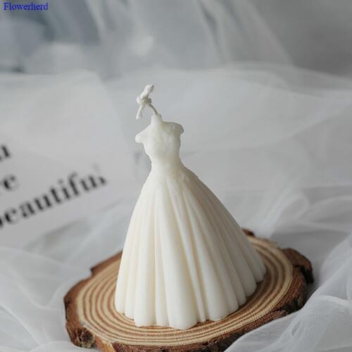 Big Wedding Dress Scented Candle Silicone Mold Minimalist Style Decorative Handmade Candle DIY Mold Wedding Home Decors
