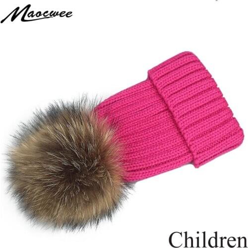 Children Knitted Hats Fashionable New Years Warmer Hat Bonnet Laine Femme Skull Balaclava Knitted Hat with Pompons Bone Gorros