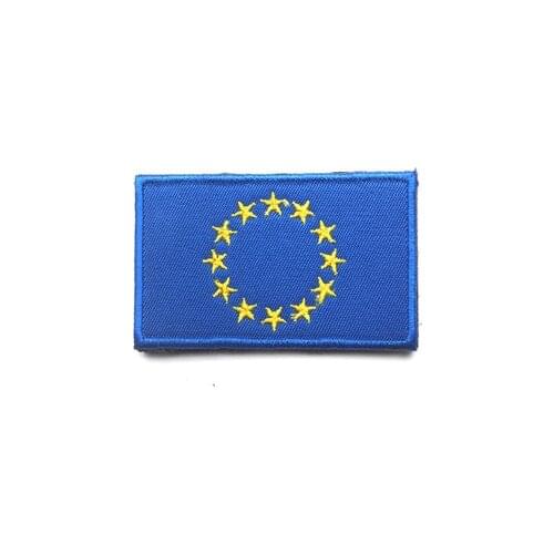 EUROPEAN UNION EU FLAG EUROPE EURO STARS BADGE PATCH Embroidered Sewing Hook and Loop Backing Flag Patch