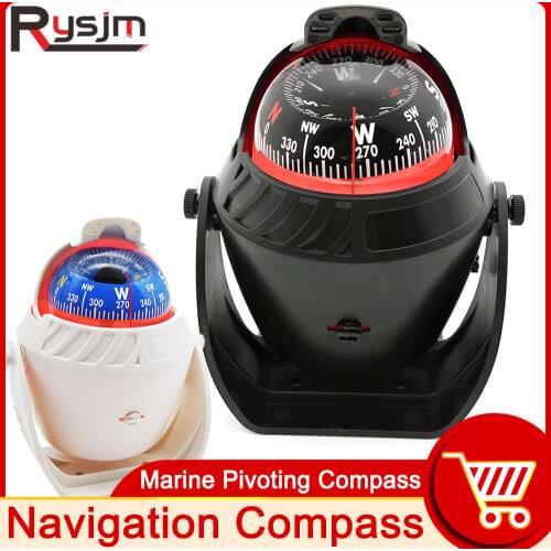 HD Sea Marine Pivoting Compass Electronic Navigation Compass Camping Gear LED Light Compass Guide Ball For Boat Vehicle Car
