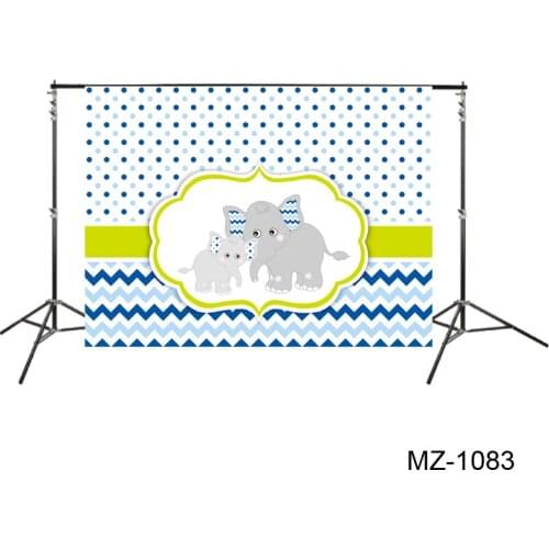HUAYI Baby Shower Backdrop Cute Elephant Background Photo Booth Babyshower Blue Pots Photographing Dessert Table Decor MZ-1083