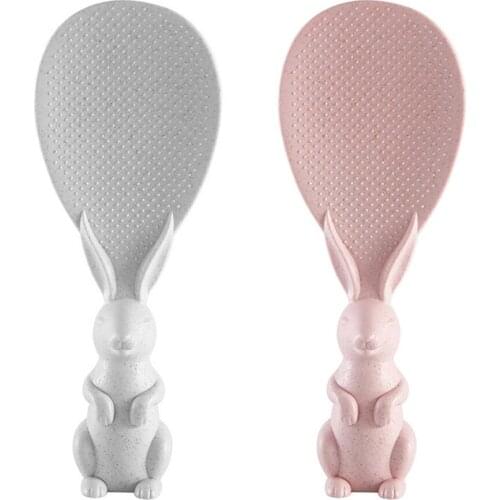 Wheat Straw Spoon Stand Up Rabbit Rice Shovel Rice Cooker Rice Spoon Creative Non-stick Cartoon Rice Spoon Kitchen Cooking Tools