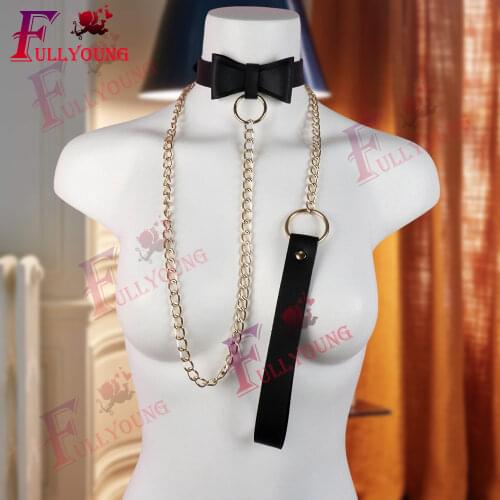 Fullyoung Adult Punk Leather Choker Gothic Sexy Metal Chain Neckband Bdsm Neck Bondage Collar Choker Belt Erotic Accessories Toy