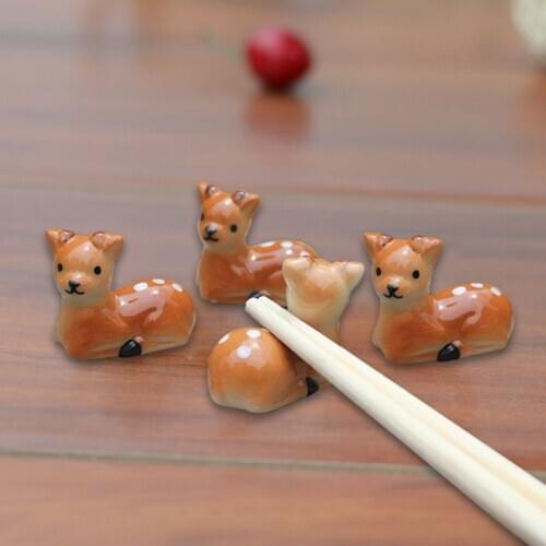 Creative Ceramic Sika Deer Animal Chopsticks Racks Spoon Forks Knife Rest Holder Durable Lovely Rack Stand Tableware