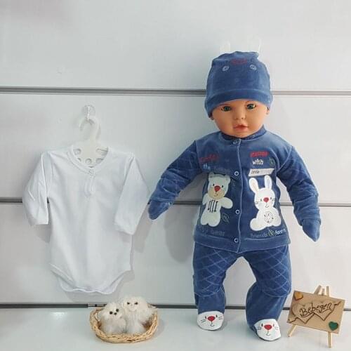 Rabbit 5 Piece Velvet Baby Hospital Out Navy Blue
