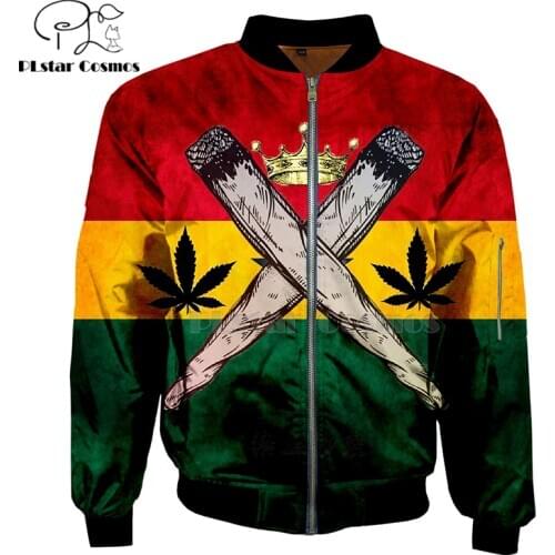 Bob marley weed 3D bomber jackets Hoodies Men Women New Fashion Zipper Hooded Long Sleeve Pullover Style skull leaf clothing-1