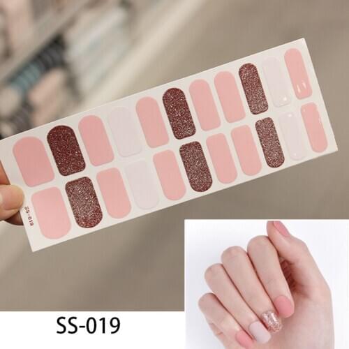 Lamemoria 22tips Nail Stickers Colorful Solid Color Gradient Color Three-color Mixed DIY Self-adhesive Paper Universe Jewelry