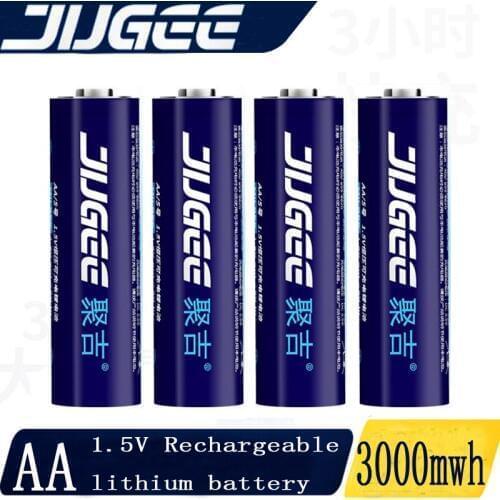 4pcs JUGEE 2000mah 1.5v 3000mWh AA rechargeable Li-polymer li-ion polymer lithium battery