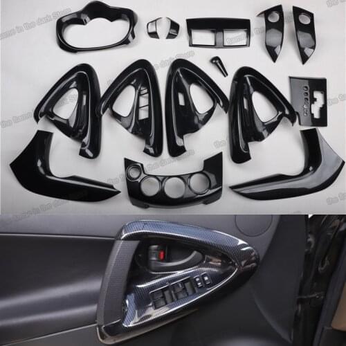 Lsrtw2017 Carbon Fiber Wood Grain Car Central Control Gear Interior Trims for Toyota Rav4 2007 2008 2009 2010 2011 2012 2013