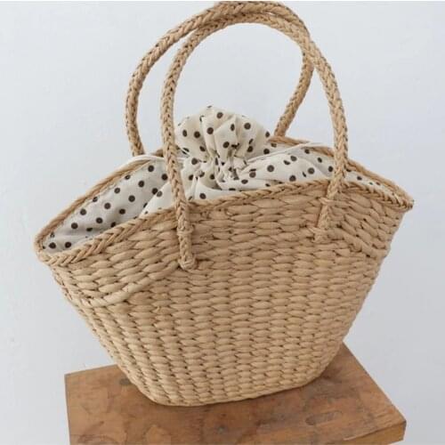 Fashion Rattan Women Handbags Wicker Woven Lady Shoulder Bags Summer Beach Straw Bag Large Capacity Tote Bag Big Baskets Purses