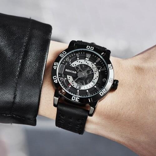 Benyar 2019 Luxury Brand Quartz Mens Watches Waterproof Military Leather Men Watches Clock Male Erkek Kol Saati Relogio