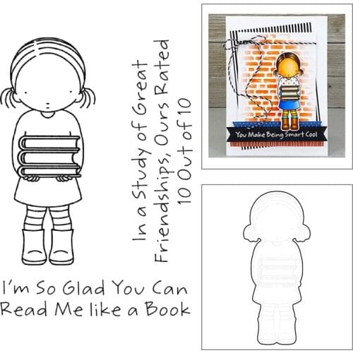 2021 New Girl Clear Stamps and Metal Cutting Dies Set For DIY Making Read Me Like A Book Word Greeting Card Album Scrapbooking